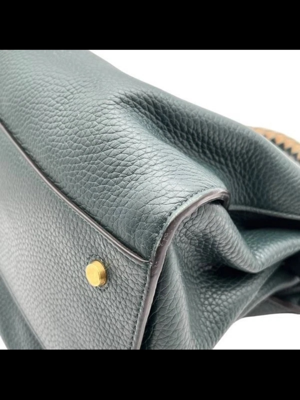 Mulberry Dark Green Pebbled Leather Satchel with Braided Top Handle - Picture 7 of 13